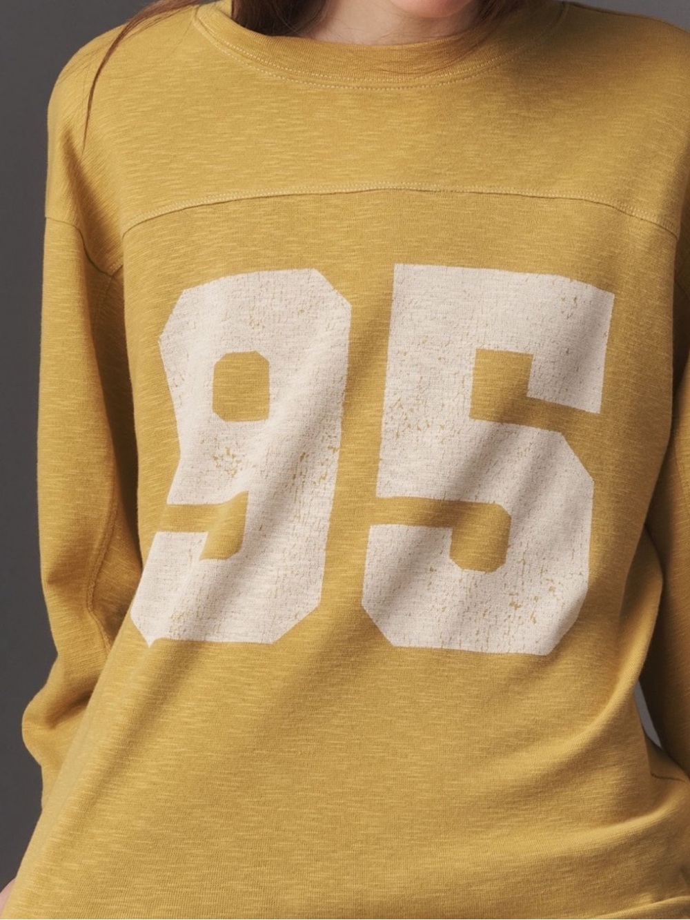 Pilcro ✨ Anthropologie 3/4 Sleeve Varsity Tee in Sun Yellow - Picture 2 of 7